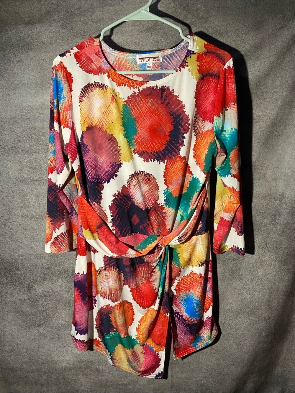 Mishca Women's L Dress Multicolored Avant Garde Geometric Abstract shirt SZ L